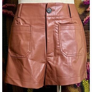 Anthropologie Colette Faux Leather Shorts 30